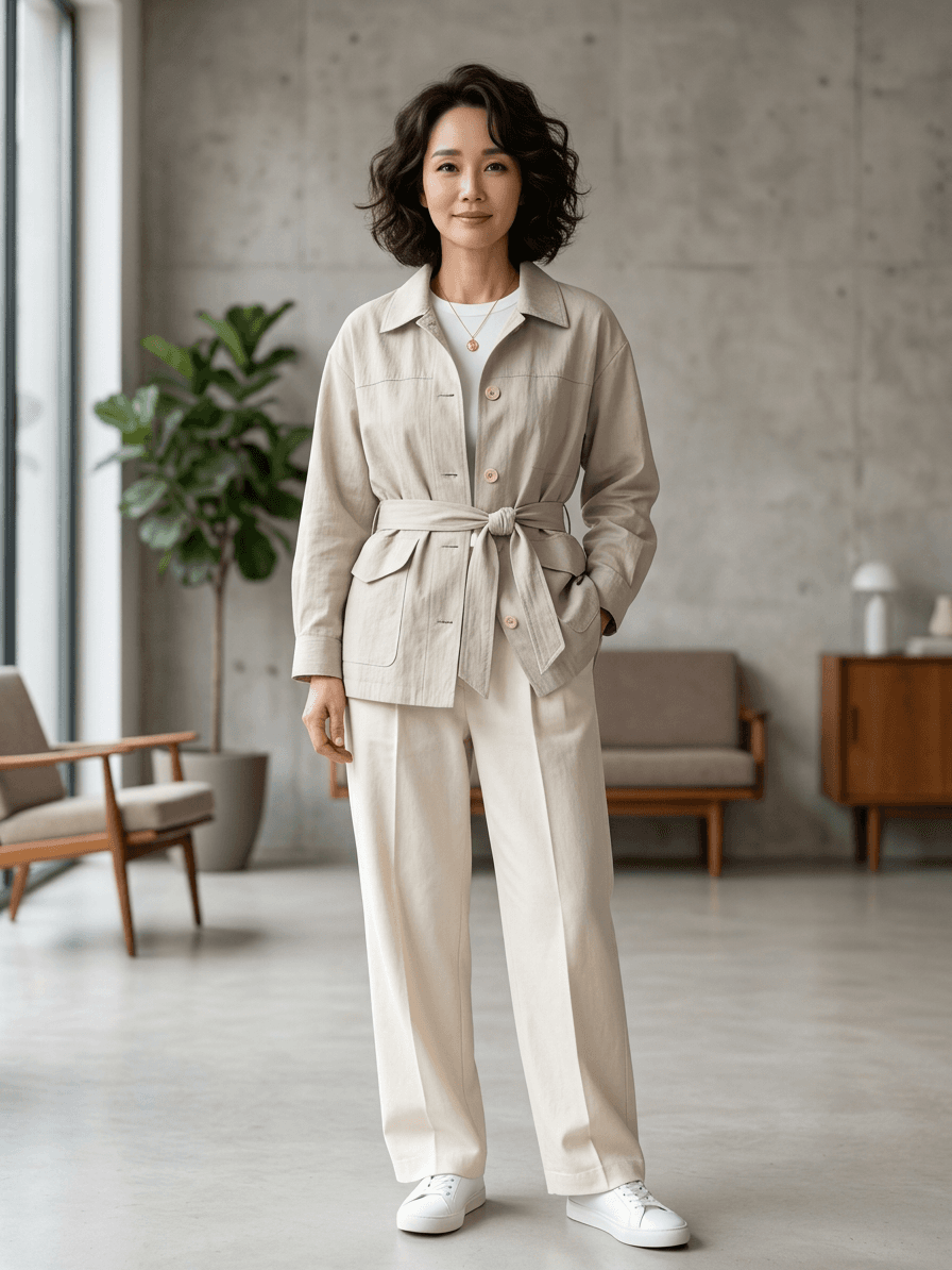 내추럴 코튼 스트랩 자켓 - 1