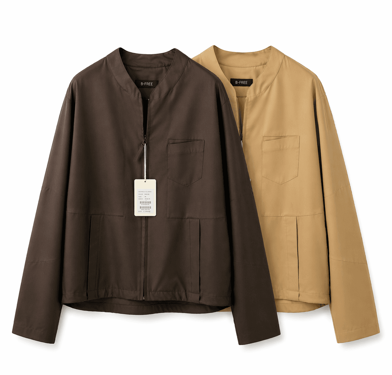 리얼 레더 미니멀 집업 자켓 - 1